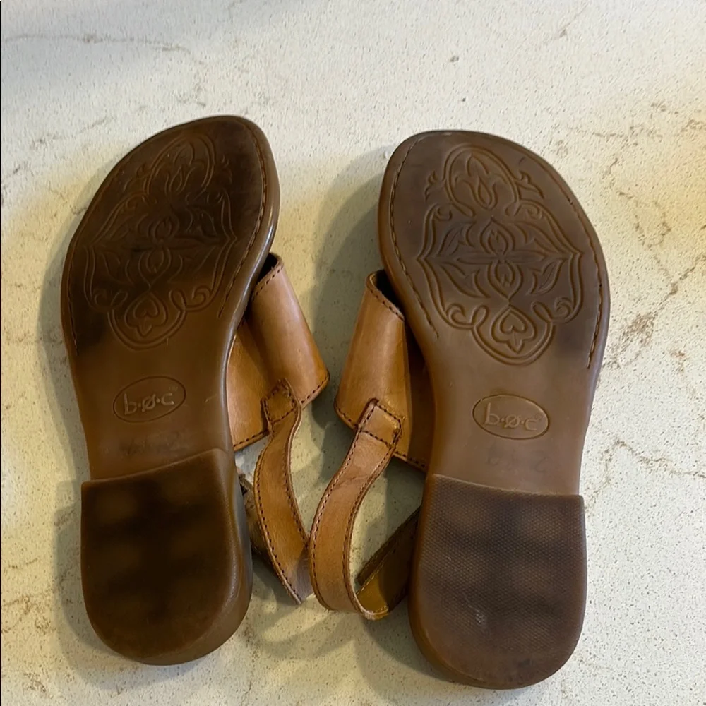 b.o.c. Tan and Silver Sandals with Contoured Footbed